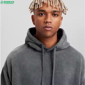 Sweat à capuche d'hiver pour homme en coton 100% de haute qualité, coupe classique, doublure polaire, style vintage délavé à l'acide et effet usé - Product Image 3