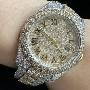 VVS1 Yellow Moissanite Diamond Unique Full Bust 40MM Mechanical Stainless Steel Luxury <b>Watch</b> - Product Image 5