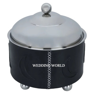 เครื่องอุ่นอาหารสแตนเลสสตีลพร้อมอักษรอาหรับสีทองขัดเงาหรูหราถ้วยชามบนโต๊ะในโรงแรมเครื่องอุ่นอาหารโลหะ - Product Image 5