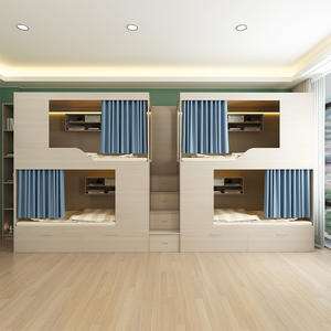 KSL Jugendherbergen-Serie Holz-Kapsel-Etagenbett für 2 Personen mit Schuhschränken unter dem Bett, Seitentreppe und Robustem Schlafpod - Product Image 2