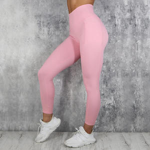Leggings unis sans couture Collants de yoga Pantalons de yoga serrés tricotés à taille haute personnalisés Leggings de haute qualité pour femmes - Product Image 6