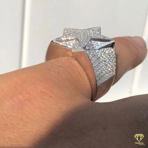 แหวนรูปดาวสุดเจ๋งสำหรับผู้ชายแหวนรูปดาวห้าจุดแบบกำหนดเองเครื่องประดับฮิปฮอปเพชรสำหรับปลูกในห้องแล็บ - Product Image 4