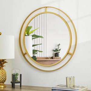 Glitzhome Deluxe Wall Mount <b>Round</b> Wall <b>Mirror</b> <b>Gold</b> Bathroom <b>Mirror</b> Decorative <b>Mirror</b> for Home Wall Decor - Product Image 3