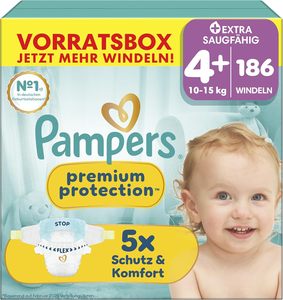 Pampers Premium Protection Taille 4+, 186 couches, 10 kg - 15 kg, Notre N°. Protection de la peau et contre les fuites - Product Image 2