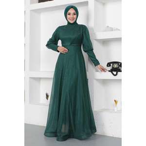 ชุดราตรีซิปประดับกลิตเตอร์ คอสูง ไซส์ XL ยาวลากพื้น สไตล์โรแมนติกสำหรับงานทางการ พร้อมชายกระโปรงยาว - Product Image 4