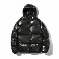 Veste matelassée pour homme, imperméable, coupe-vent, écologique, col montant, capuche, 100% polyester, noire, hiver 2023, OEM personnalisée