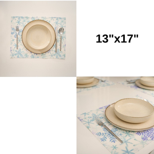 100% Cotton 9-Piece White Plant Print Placemat Set 35x45cm Machine Washable Durable <b>Table</b> <b>Mats</b> for Home Use - Product Image 6