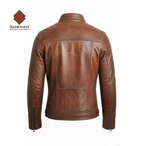 Chaqueta de Cuero Estilo Bomber Marrón para Hombre |   Cuero de Oveja Marrón Hecho a Mano |   Chaqueta Casual de Invierno |   Ropa Exterior Retro con Forro de Lana |   Regalo - Product Image 2