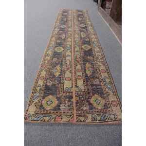 Alfombra turca marrón Vintage de 1,5x6,1 pies, estilo clásico, detalles Beige, área grande, Material de lana, Patchwork, rectángulo, pasillo, látex - Product Image 2