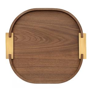Bandeja de madera de lujo para almacenamiento y servicio con elegantes asas laterales de latón, acabado liso, para cocina, comedor, mesa de café, decoración del hogar. - Product Image 1