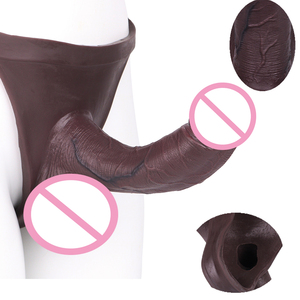 Extensor de Pene Triangular de Silicona Hueca SXXY, Pantalones Boxer con Dildo Incorporado, Negro <span class=keywords><strong>Chocolate</strong></span>, Soporte de 3 Correas para Mejora Masculina - Product Image 1