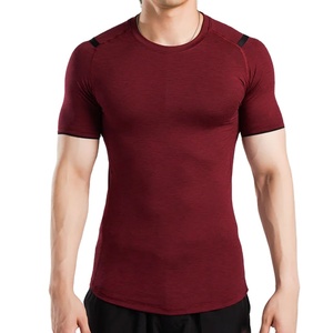 Nueva Camiseta de Compresión, Corte Ajustado, 100% Algodón, Transpirable, Ecológica, Deportiva, Elástica, Color Sólido, para Fisicoculturismo y Gimnasio - Product Image 1
