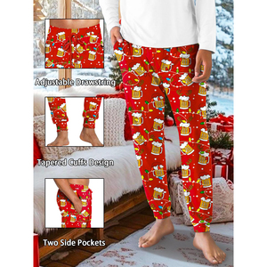 Pantalones de chándal de Navidad con estampado Digital para hombre, cintura con cordón, pierna recta, sueltos, informales, diseño de tema navideño, pantalones de chándal para hombre - Product Image 6