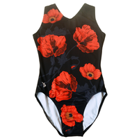 Nouveaux justaucorps de gymnastique sans manches en spandex imprimé par sublimation à motif floral, haute qualité, logo personnalisé, pour filles et adultes, OEM