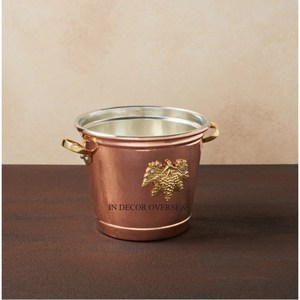 Cuivre Antique Fini Extérieur Et Argent Brillant Poli Intérieur Ruffoni Designer Barware Vin Et Seau À Glace Bacs À Boissons - Product Image 1