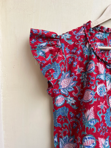 Mini vestido de mujer con estampado de bloque de mano Boho Floral Halter vestido de algodón de verano con decoración de borlas 100% algodón - Product Image 4