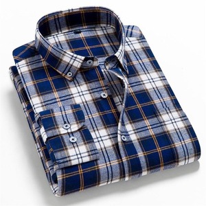 2025 automne Slim Fit flanelle chemises pour hommes 100% coton Plaid vérifier boutonné Anti-rides en gros - Product Image 6