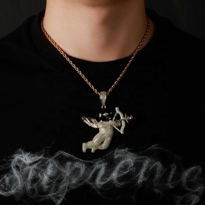 Nuevo arco flecha forma diseño colgante collar Iced Out Cubic Zirconia diosa de Ángel amor encanto hombres mujeres Hip Hop rapero joyería - Product Image 3