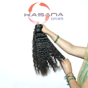 Vendeurs bruts indien 100% bouclés traitement de faisceaux aucun cheveux de couleur naturelle femmes noires machine double trame Extensions de cheveux humains - Product Image 2