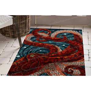 Tapis imprimé poulpe coloré, tapis décoratif en forme d'animal, cadeau pour lui, avec tapis doux à poils longs - Product Image 5
