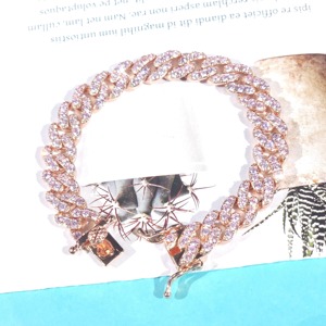 สร้อยข้อมือคิวบาลิงค์แบบฮิปฮอปประดับเพชรโมอิสซาไนต์ทรงกลมขนาด 9 มม. ชุบทองคำสีชมพูบนเงินแท้ 925 สำหรับขายส่งเครื่องประดับ - Product Image 2