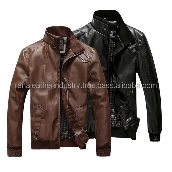 Men's Leather Jacket Motorcycle Jacket Men for Winter Regular Clothing Length Customized Designs Printed Logo Printing All Color