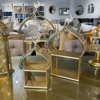 Neu Eingetroffen Kleine Tragbare Handgefertigte Langlebige Tischdekoration Minar-Form Wiederverwendbare Metall-Moschee-Design Eid Ramadan Dekoration