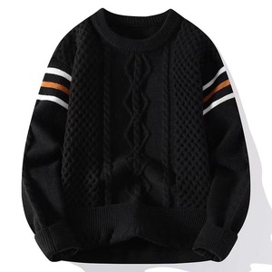Pull-over en tricot à col rond pour hommes, manches longues, pour la saison hivernale, pull respirant anti-rétrécissement et anti-rides pour hommes - Product Image 4