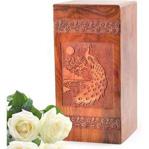 Urnas de cremación de madera personalizadas para cenizas humanas Urna de madera de ataúd funerario Masculino Femenino Adulto de exportador indio - Product Image 3