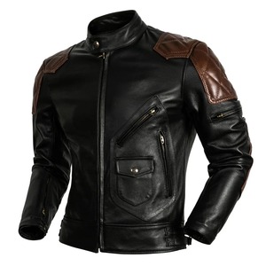 Veste de motard classique pour hommes de haute qualité manteau en cuir véritable en cuir de vachette avec doublure en duvet et laine de haute qualité - Product Image 1