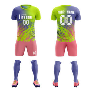 ชุดฟุตบอลแบบสั่งทำขายส่ง ระบายอากาศ แห้งเร็ว เสื้อและกางเกงขาสั้น ชุดยูนิฟอร์มฟุตบอลชาย รับผลิตแบบ OEM ODM - Product Image 1