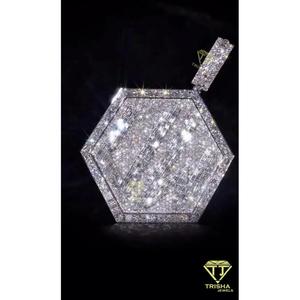 จี้ฮิปฮอปสำหรับผู้ชายทำจาก925เงินสเตอร์ลิงประดับเพชรโมอิสใส - Product Image 3