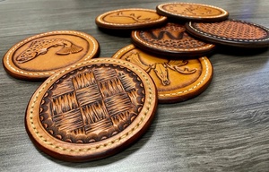 Custom Logo Printing Coffee-Cup Mat-Blank PU Leather-<b>Coaster</b> For Drinks Modern-Design Leather-Coasterr For Laser-Engraving - Product Image 2