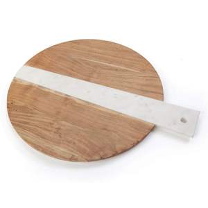Planche à fromage ronde en bois et marbre au design antique Planche à découper en résine et marbre pour fruits Planche à découper pour ustensiles de cuisine - Product Image 4
