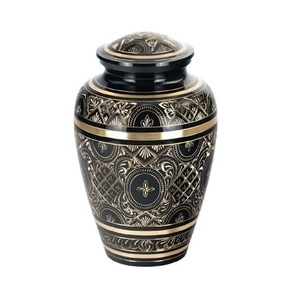 โกศสำหรับงานศพของผู้ใหญ่ทำจากทองเหลืองพร้อมโกศแกะสลักดอกไม้และเคลือบสีน้ำเงินสำหรับงานศพของมนุษย์ - Product Image 5