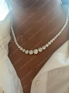 Collier tennis en moissanite pour femme, 40 carats, en argent 925, certifié IGI, poli, tendance, à maillons ronds, pour usage quotidien - Product Image 3