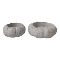 Lanternes et bols à bougies en bois de manguier texturé, sculptés à la main, blanchis à la chaux, de forme citrouille, de qualité alimentaire, pour la décoration de la maison, Noël, Pâques 2
