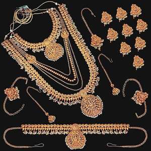 Shubham FBK0051 Pota Stone Copper Bridal <b>Jewellery</b> <b>Set</b> <b>Gold</b> Plated Zircon Diamond for Wedding Party Gift White Rose <b>Gold</b> - Product Image 1