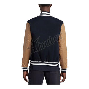 Veste universitaire en laine marron de luxe pour homme, style streetwear d'hiver personnalisé, manches brodées, design de lettre sur le devant - Product Image 4