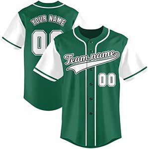 Camiseta de béisbol unisex personalizada Camiseta verde con botones, número de nombre personalizado, uniforme deportivo unisex, sublimación de Softbol - Product Image 1
