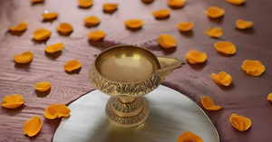 Handmade Golden Diya <b>Lamp</b> for Diwali Pooja Brass Indian Puja <b>Oil</b> <b>Lamp</b> with Engraved Design Metal Decorative Style Art - Product Image 4