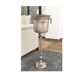 Beverage <b>Bucket</b> with <b>Stand</b> Oval Shaped Metal Stainless Steel Hammered Farmhouse Wine Cooler with <b>Stand</b> - Product Image 2