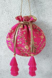 <b>Embroidered</b> Wedding Potli <b>Bag</b> Women Bridal Party Wear Traditional Indian Handbag Wholesale - Product Image 3