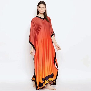 ชุดเดรสแขนยาวผ้าเรยอนคอวีแขนสั้นสีน้ำตาล - Product Image 3