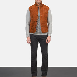 New Arrival <b>Men's</b> <b>Black</b> Leather Motorbike <b>Vests</b> Leather Jackets Custom Design Printed Breathable Zipper Leather <b>Vest</b> for Winter - Product Image 3