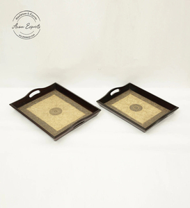 Elegante bandeja de madera para servir con base de esmalte floral y asas laterales ideal para desayuno hogar cocina Hotel y uso de regalo - Product Image 6