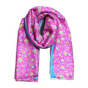 Bufanda de Seda Pura India de Lujo, 76 x 38 Pulgadas, con Estampado Floral Colorido, Bufanda Larga para el Cuello - Product Image 4