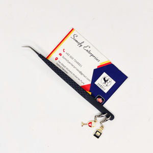 Pinzas Curvas Profesionales de Acero Inoxidable para Extensión de Pestañas, Punta Suave, Negro Plateado, Marca Privada, Sostenible - Product Image 2