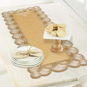 Christmas Decorative and Leaves Design Beaded <b>Runner</b> Placemat <b>Dining</b> <b>Table</b> Fancy Mat Handmade Decorative <b>Runners</b> for Wedding - Product Image 1
