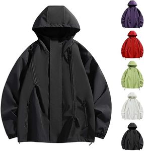 Chaqueta con Capucha Unisex con Cierre de Cremallera, Cuello Alto, Logotipo Frontal, para Actividades al Aire Libre, Senderismo, Pesca, Ropa de Abrigo de Otoño - Product Image 6